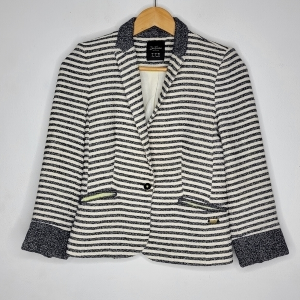 Zara Black and White Striped Blazer